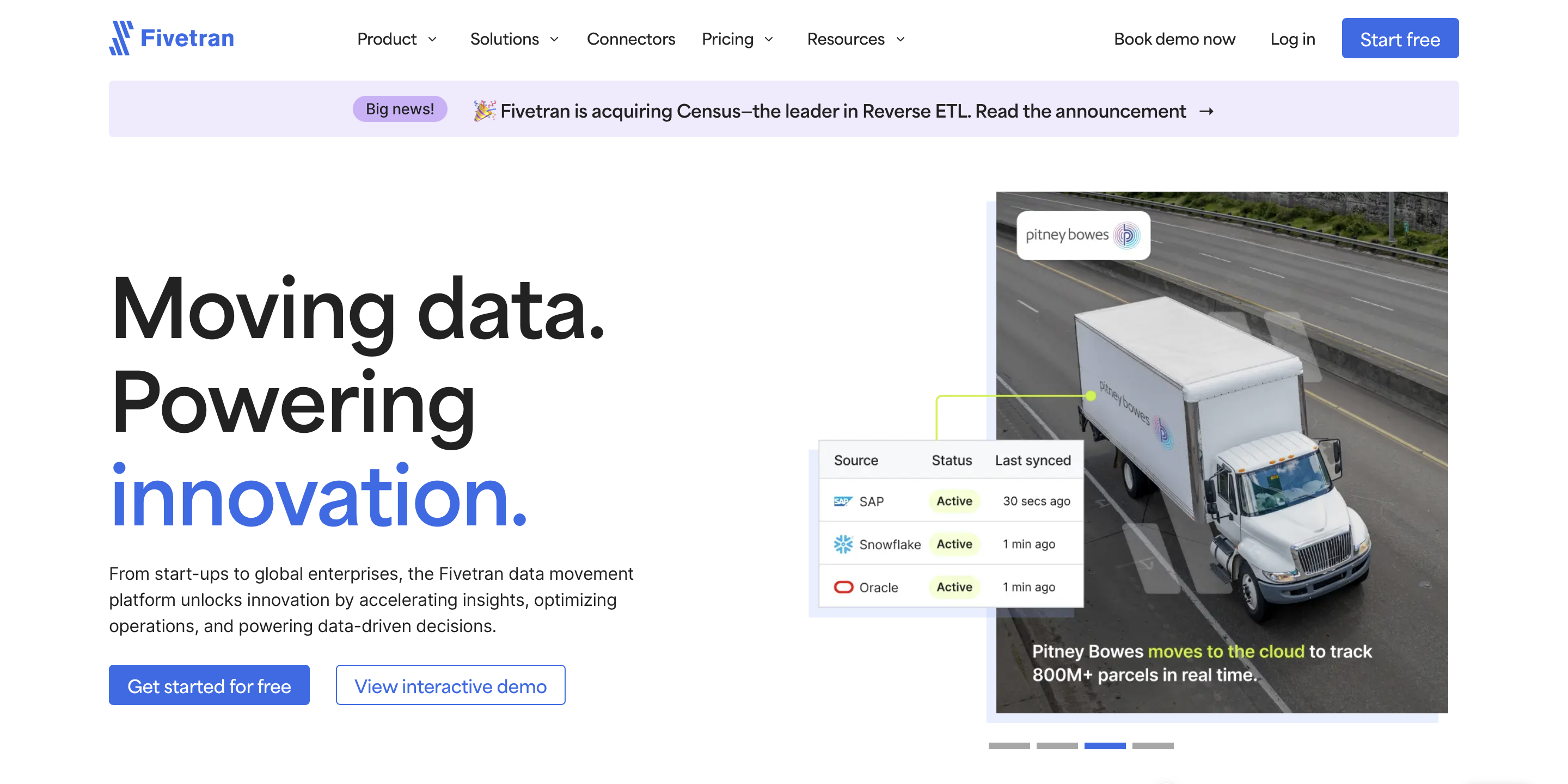 Fivetran homepage screenshot